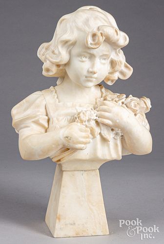 CARVED MARBLE BUST OF A YOUNG GIRL  30e819