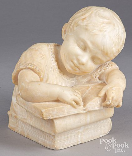CARVED MARBLE BUST OF A YOUNG BOY
