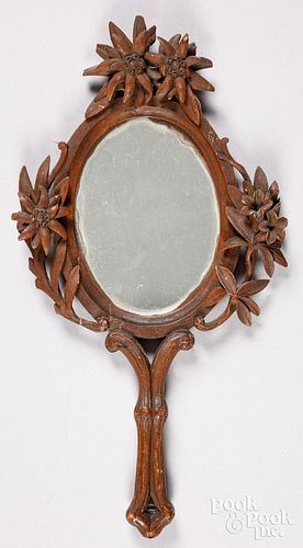 INTRICATELY CARVED HAND MIRROR  30e825