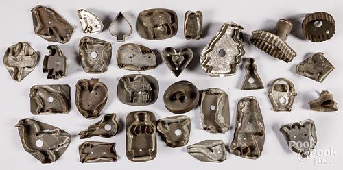 THIRTY TIN COOKIE CUTTERS, 19TH