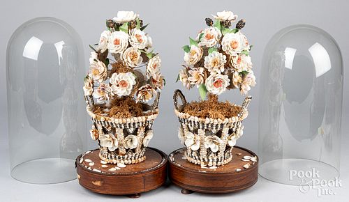 PAIR OF NAUTICAL SEASHELL FLORAL
