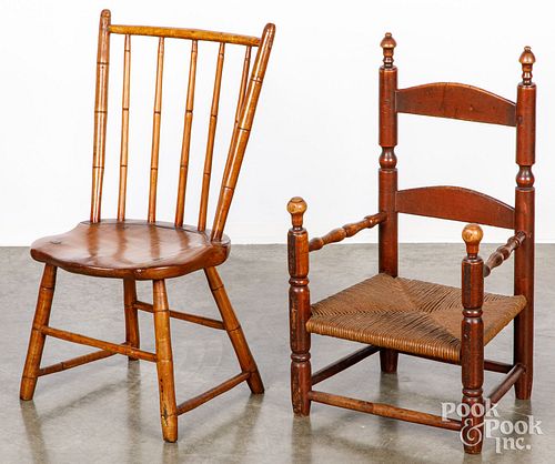 TWO CHILDREN'S CHAIRS, 19TH C.Two