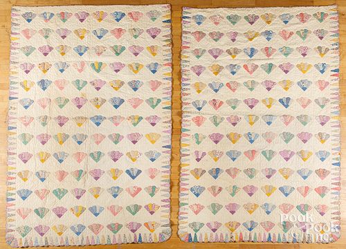 PAIR OF PATCHWORK FAN QUILTS, EARLY