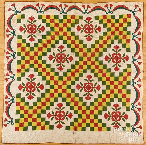 APPLIQUE AND BLOCK QUILT 19TH 30e87e