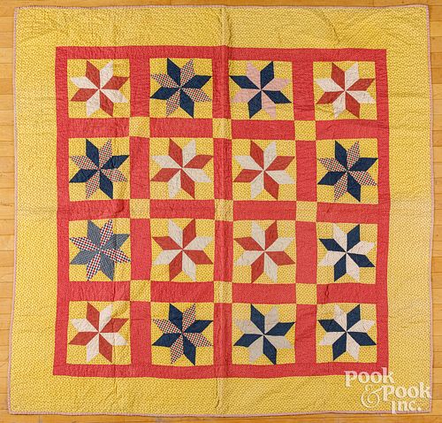 PATCHWORK STAR QUILT EARLY 20TH 30e878