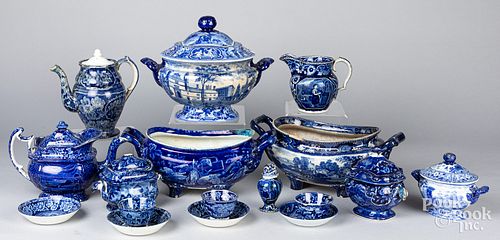 LARGE GROUP OF BLUE STAFFORDSHIRE  30e8a2