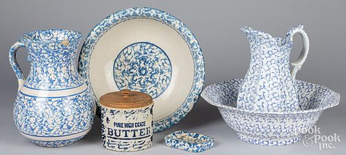 BLUE AND WHITE SPONGEWARE 19TH 30e8a3