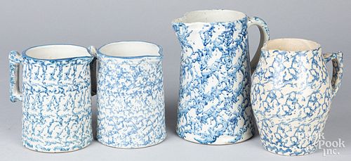 FOUR BLUE AND WHITE SPONGEWARE 30e8ab