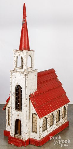 LARGE PAINTED CHURCH MODEL EARLY 30e909