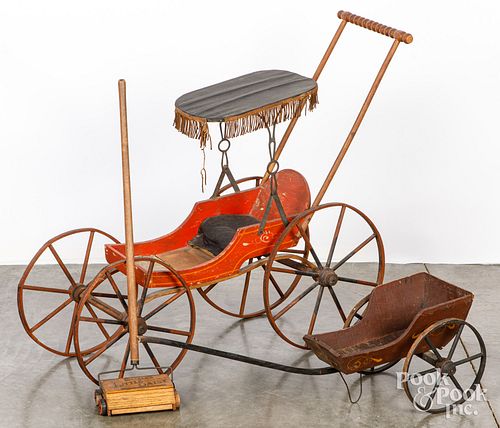 CHILDS PAINTED DOLL STROLLER, 19TH C.Childs