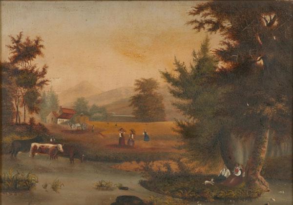 Early country farming landscape,