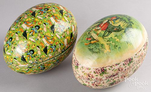 TWO LARGE GERMAN EASTER EGGS, 20TH C.Two