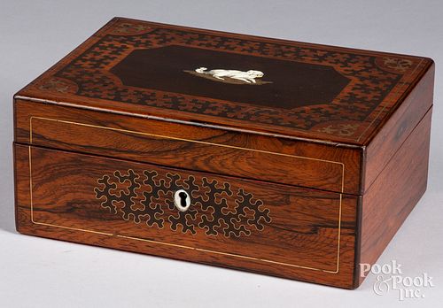 ROSEWOOD DRESSER BOX, 19TH C.Rosewood