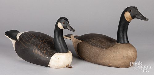 TWO CARVED AND PAINTED CANADA GOOSE