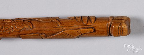 CARVED CANE OR WALKING STICK, CA.