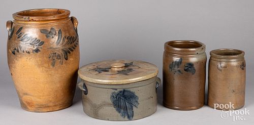 FOUR PIECES OF STONEWARE, 19TH