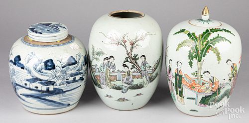 THREE CHINESE PORCELAIN GINGER