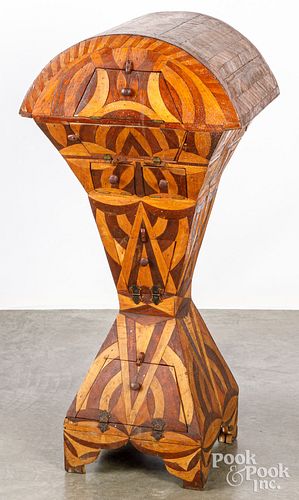 PARQUETRY SADDLE STAND, LATE 19TH