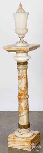 ALABASTER URN AND ONYX PEDESTALAlabaster 30ea31