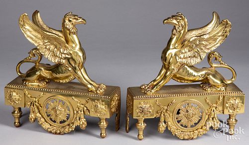 PAIR OF FRENCH BRASS GRIFFIN CHENETSPair