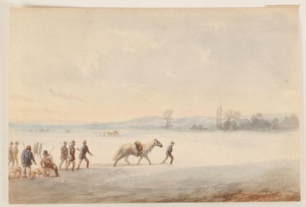 French 19th century hunting scene  4e441