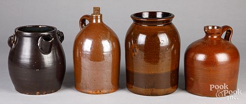 FOUR PIECES OF STONEWARE, 19TH