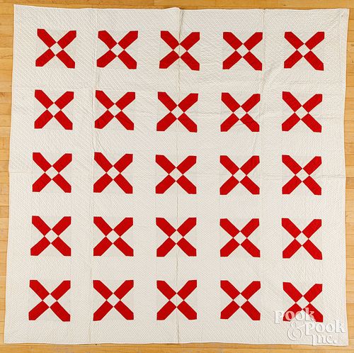 "X" PATCHWORK QUILT, CA. 1900"X"