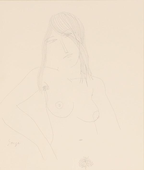 Modernist female nude; graphite