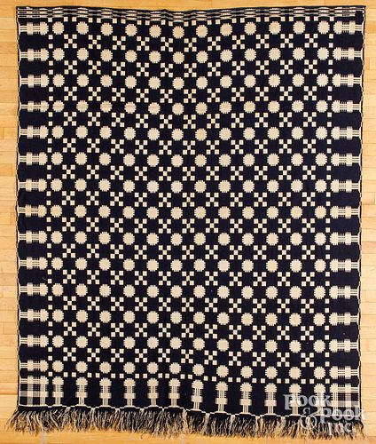 TWO WOVEN COVERLETS, MID 19TH C.Two