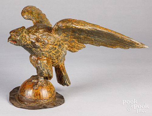 PAINTED ZINC EAGLE, LATE 19TH C.Painted