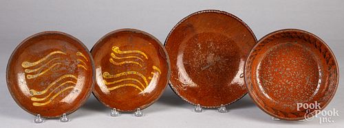 THREE REDWARE PLATES AND A MIXING