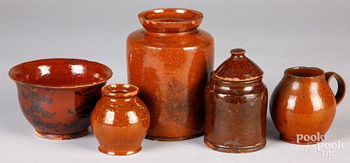 FIVE PIECES OF PENNSYLVANIA REDWARE  30eb62