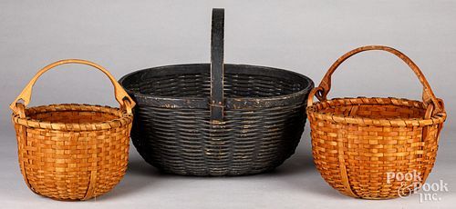 PAINTED BASKET AND TWO SWING HANDLED