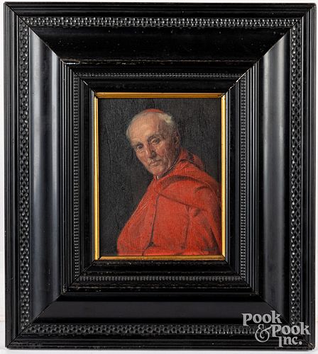 OIL ON PANEL OF A CARDINAL, 19TH C.Oil