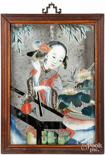 CHINESE REVERSE PAINTED PANEL,