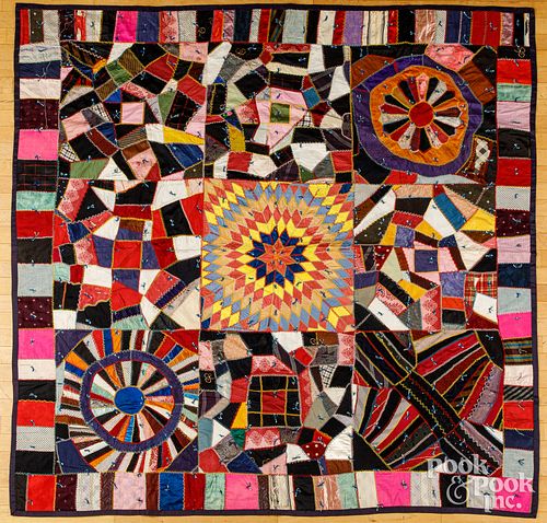 VICTORIAN SILK DRESDEN PLATE QUILT,