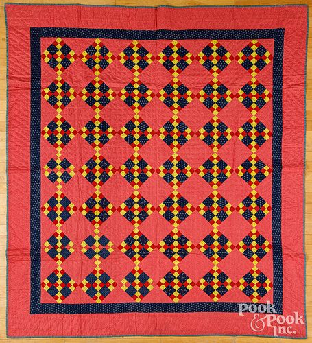NINE PATCH PATCHWORK QUILT, EARLY