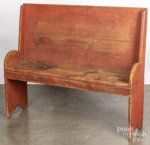 SMALL PAINTED PINE SETTLE BENCH  30ebb6