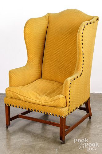 CHIPPENDALE MAHOGANY WING CHAIR  30ebc5