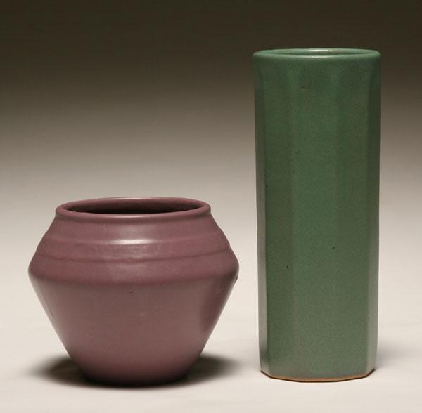 Zanesville art pottery vases 2pc;
