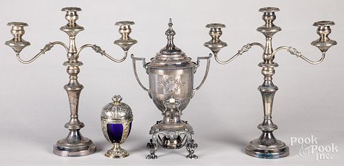 PAIR OF SILVER PLATED CANDELABRAPair