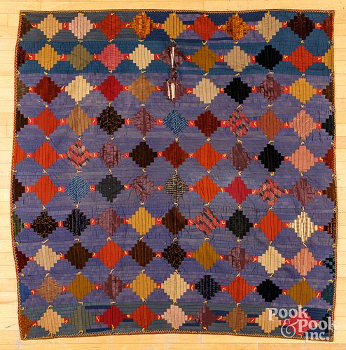 TWO LOG CABIN PATCHWORK QUILTS,