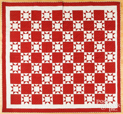 OHIO STAR PATCHWORK QUILT, 19TH