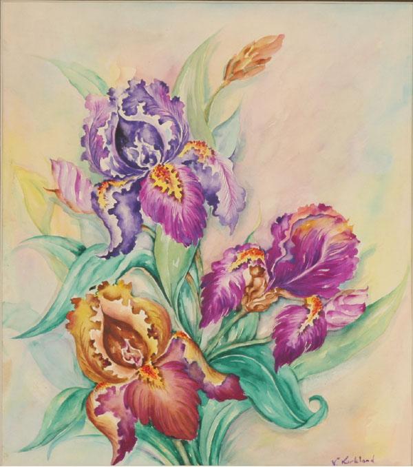 Floral still life, irises; watercolor;