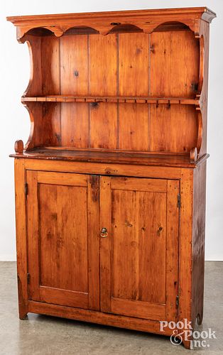 PINE STEPBACK CUPBOARD 19TH C Pine 30ecac