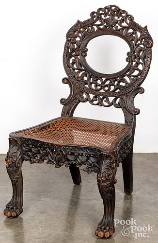 ANGLO COLONIAL CARVED SIDE CHAIR,
