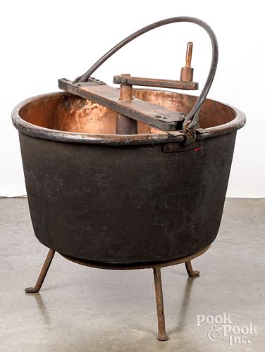 COPPER APPLE BUTTER KETTLE ON STANDCopper