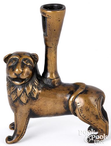 NORTH WEST EUROPE BRASS LION CANDLESTICKNorth 30ed03