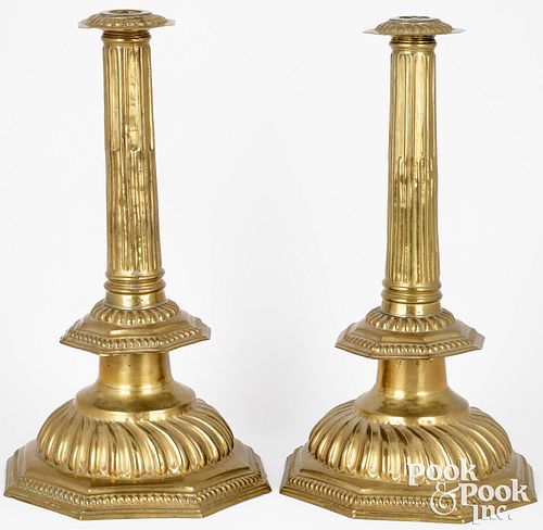 MASSIVE PAIR OF SHEET BRASS CANDLESTICKSMassive