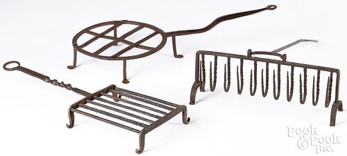 AMERICAN WROUGHT IRON ROASTING RACK,